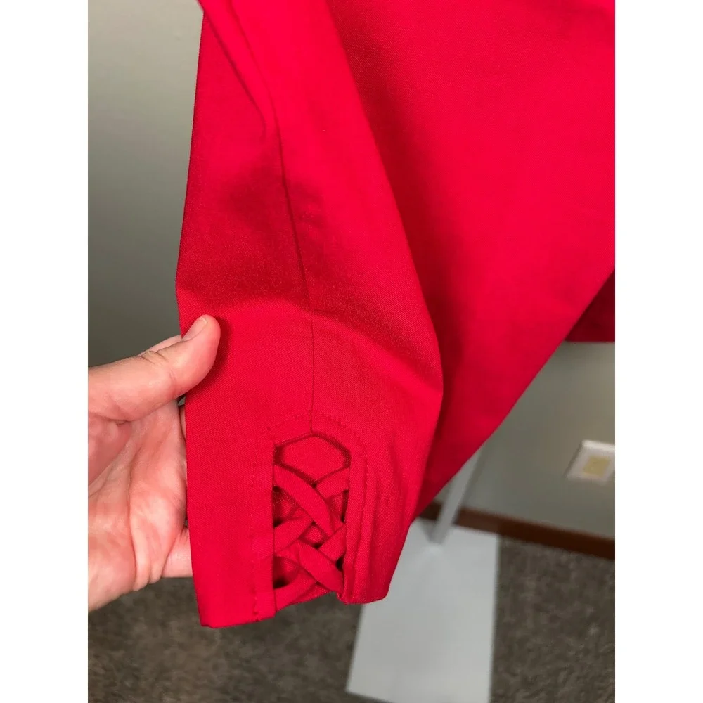 NEW Briggs Shorts Women 14P Red Amore Comfort Waistband Hidden Elastic Bermuda